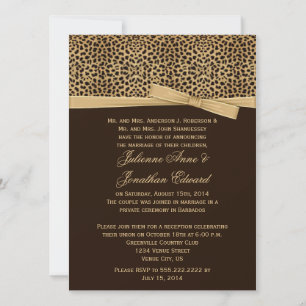 Leopard Print FAUX Ribbon Post Wedding Reception Invitation