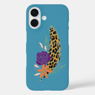 Leopard Print, Feathers & Florals iPhone 16 Case