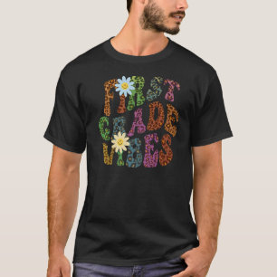 Leopard Print FIRST GRADE VIBES Teacher Peace Love T-Shirt