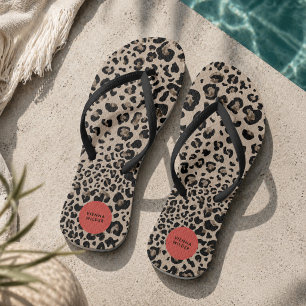 Leopard Print Flip Flops   Stylish Beach Sandals