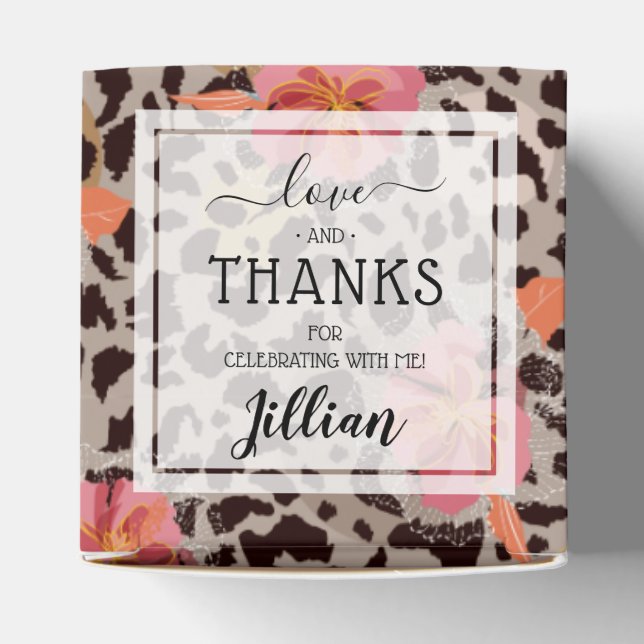 Leopard Print Floral Pattern Favour Box (Top)
