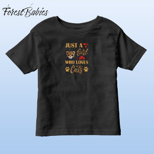 Leopard Print Font, Girl Who Loves Cats Animal 🐆 Toddler T-Shirt