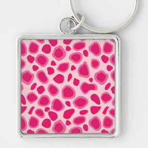 Leopard Print - Fuchsia and light pink Key Ring