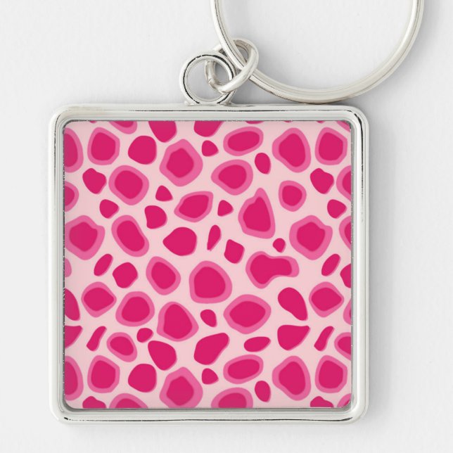 Leopard Print - Fuchsia and light pink Key Ring (Front)