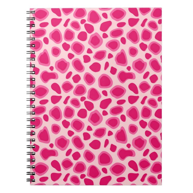 Leopard Print - Fuchsia and light pink Spiral Notebook (Front)