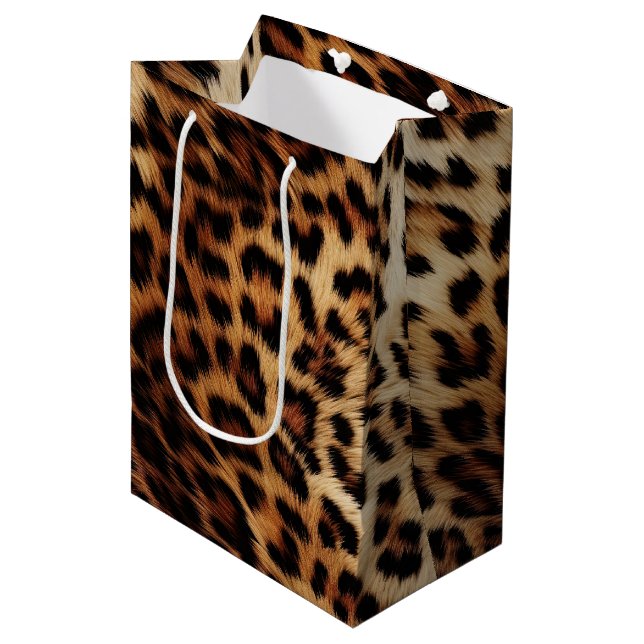 Leopard Print Fur Medium Gift Bag (Front Angled)