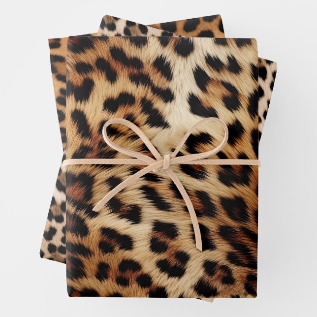 Leopard Print Fur Wrapping Paper Sheet (In situ)