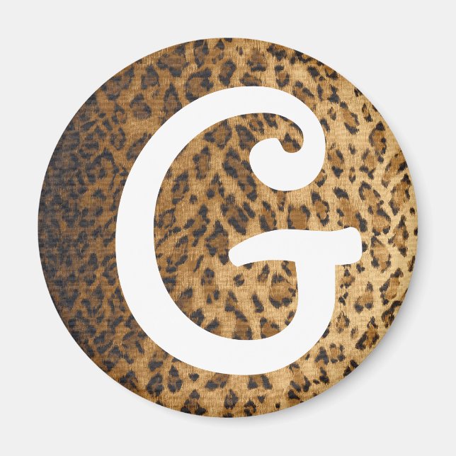 Leopard Print G monogram initials Magnet (Front)