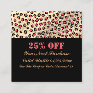 Leopard Print Glitter Black QR Code Discount Card