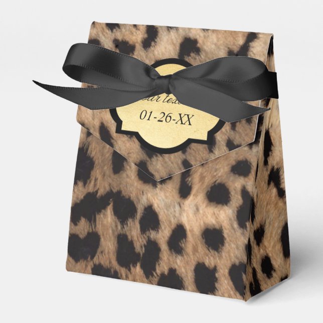 Leopard Print & Gold Foil Chic Party Favour Boxes (Front Side)