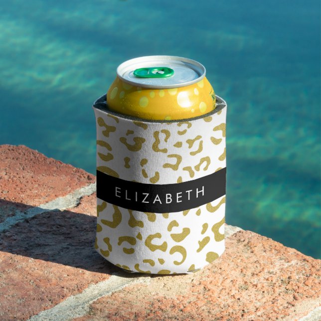 Leopard Print, Gold Leopard, Glitter, Your Name Can Cooler (In Situ Pool)