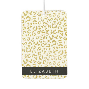 Leopard Print, Gold Leopard, Glitter, Your Name Car Air Freshener