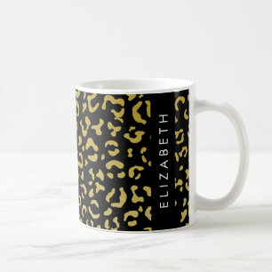 Leopard Print, Gold Leopard, Glitter, Your Name Coffee Mug