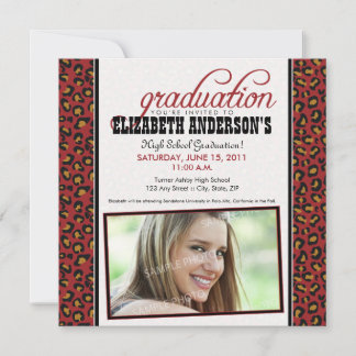 Leopard Print Graduation Announcement (red)