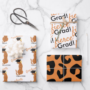 Leopard Print Graduation Wrapping Paper Sheet