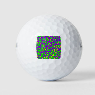 Leopard Print Green Purple Yellow Golf Balls