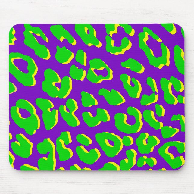 Leopard Print Green Purple Yellow Mouse Pad (Front)