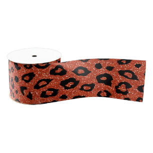 Leopard print grosgrain ribbon