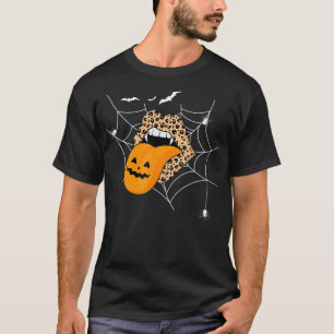 Leopard Print Halloween Lips Tongue with a Spiders T-Shirt