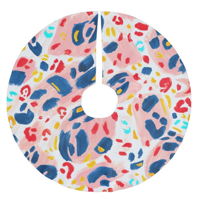 Leopard print: hand-painted watercolor. brushed polyester tree skirt (Front)