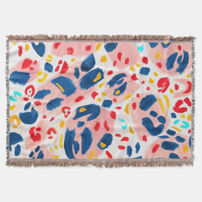 Leopard print: hand-painted watercolor. throw blanket (Front)
