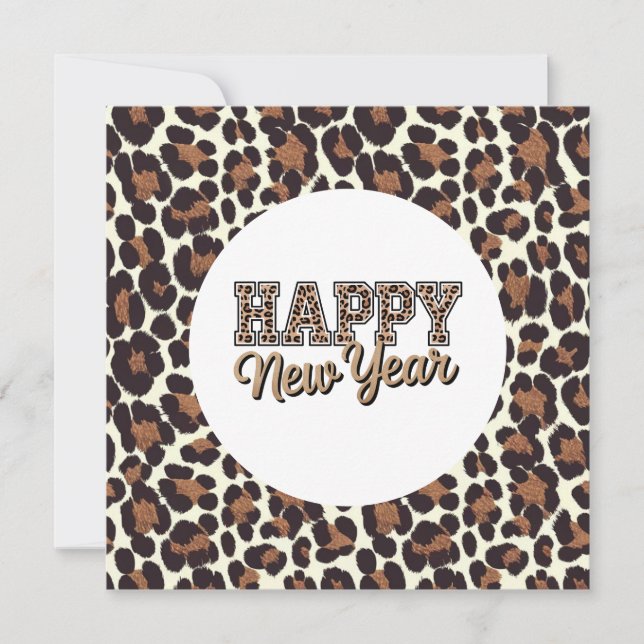 Leopard Print Happy New Year  Card (Front)