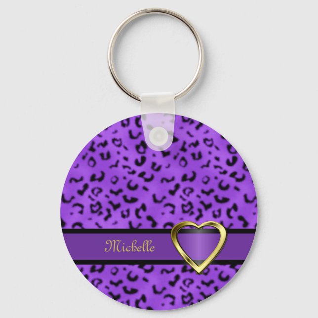 Leopard Print Heart Keychain (Front)