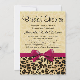 Leopard Print Hot Pink Bridal Shower Invitation