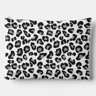 Leopard Print in Black and White with Grey Accessory Pouch
