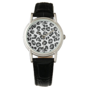 Leopard Print in Black and White with Grey / Grey Watch
