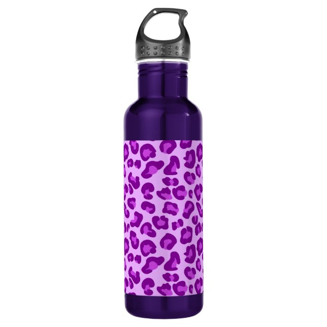 Leopard Print in Deep Purple and Lavender 710 Ml Water Bottle (Front)