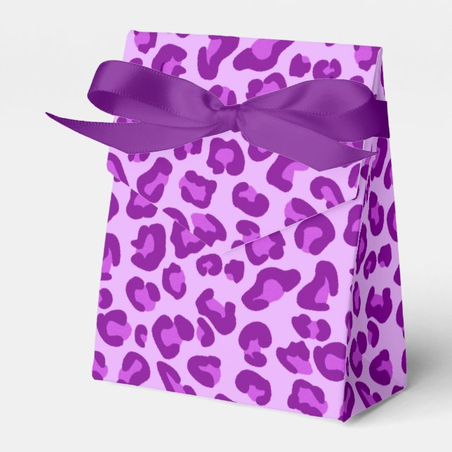 Leopard Print in Deep Purple and Lavender Favour Box (Front Side)
