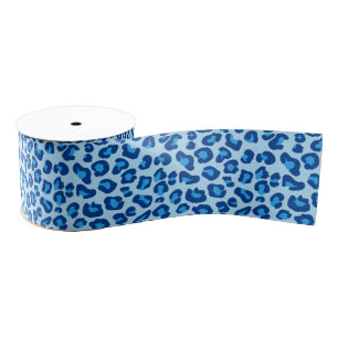 Leopard Print in Light Chambray to Dark Denim Blue Grosgrain Ribbon