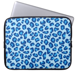 Leopard Print in Light Chambray to Dark Denim Blue Laptop Sleeve