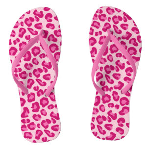 Leopard Print in Pastel Pink, Hot Pink and Fuchsia Jandals