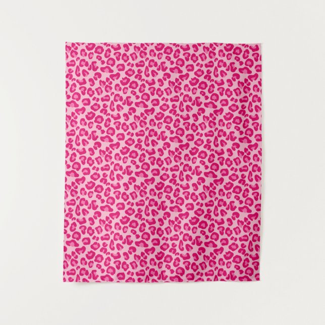 Leopard Print in Pastel Pink, Hot Pink and Fuchsia Tapestry (Front)