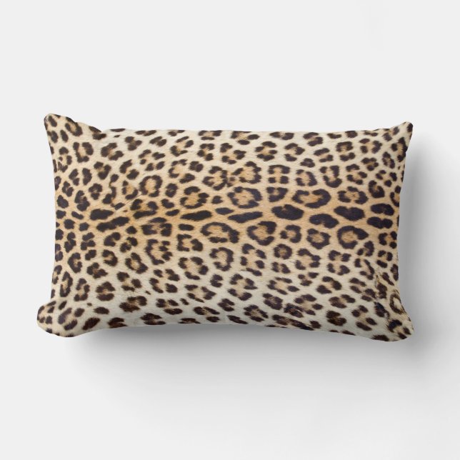 Leopard Print Indoor/Outdoor Lumbar Throw Pillow (Front)