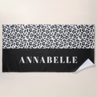 Leopard print initial typography blue modern