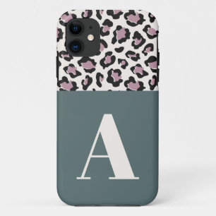 Leopard print initial typography bold modern chic  Case-Mate iPhone case