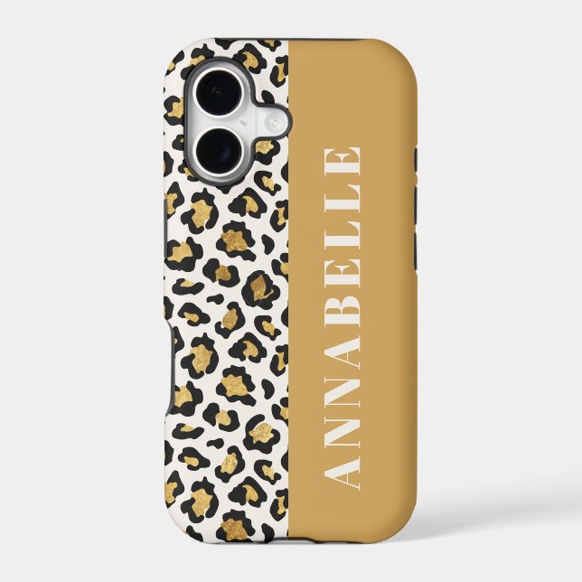 Leopard print initial typography bold modern gold (Back)