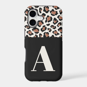 Leopard print initial typography modern terracotta