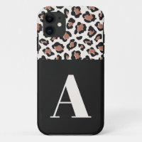 Leopard print initial typography modern terracotta