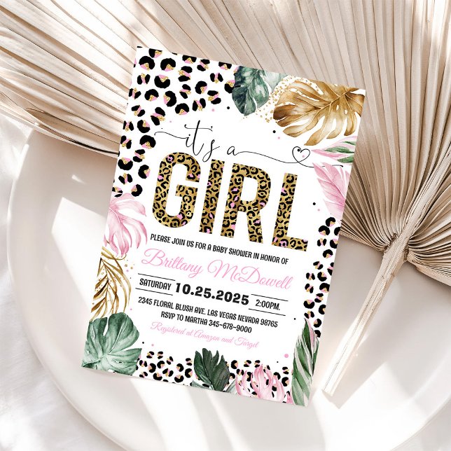 Leopard print Its a Girl Baby Shower Invite (Creator Uploaded)