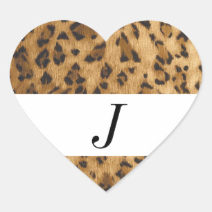 Leopard Print J monogram initials merchandise Heart Sticker