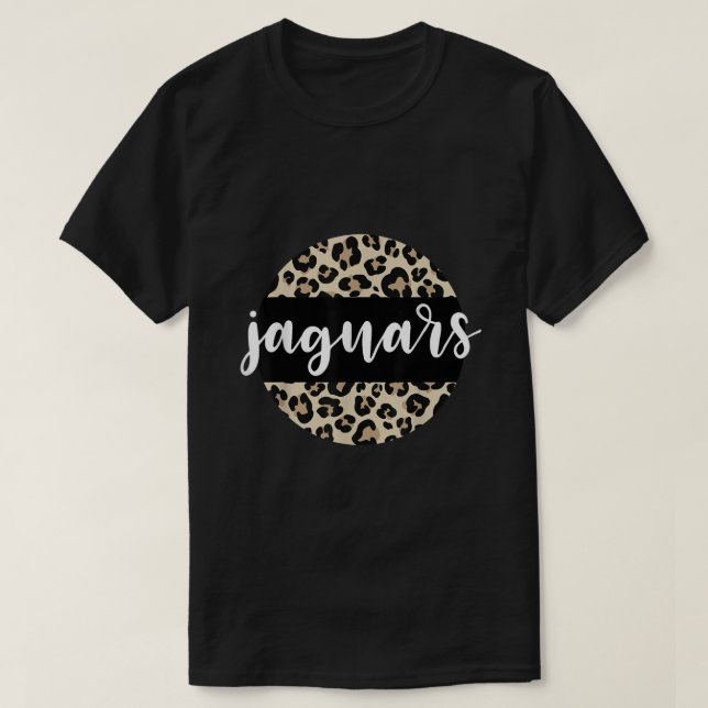 Leopard Print Jaguars Team Mascot School Spirit Ga T-Shirt (Design Front)