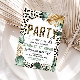 Leopard Print Jungle Kids Birthday Invitation