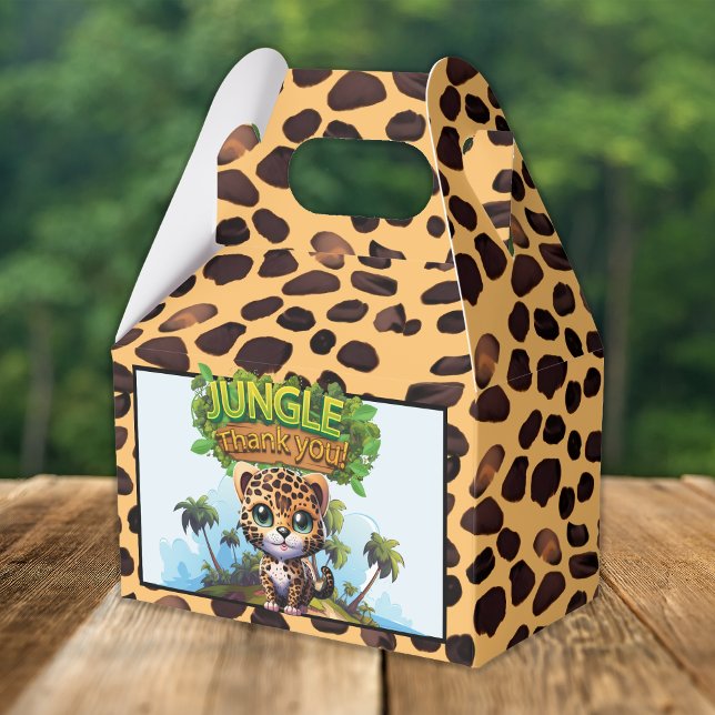 Leopard Print Jungle Safari Animal Party Thank You Favour Box (Cute Leopard Print Jungle Safari Wildlife Fun Kitty Cat Animal Party Kitten Thank You Favor Boxes 🐆)