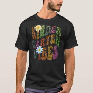 Leopard Print KINDERGARTEN VIBES Teacher Peace Lov T-Shirt