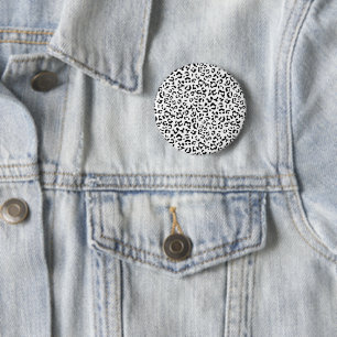 Leopard Print, Leopard Spots, Black And White 6 Cm Round Badge