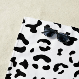 Leopard Print, Leopard Spots, Black And White Beach Towel